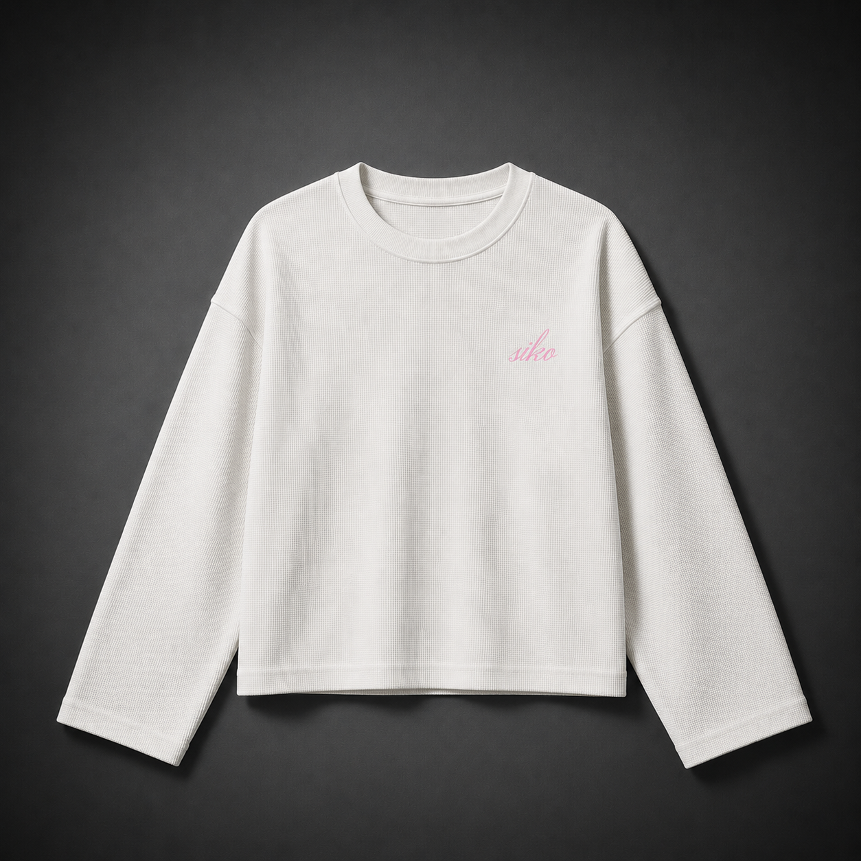 WHITE BASIC WAFFLE KNIT