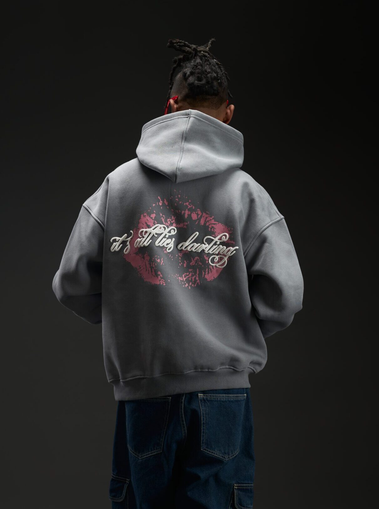 GREY KISS OVERSIZED HOODIE