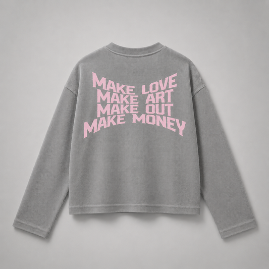 MAKE LOVE WASHED GREY WAFFLE KNIT