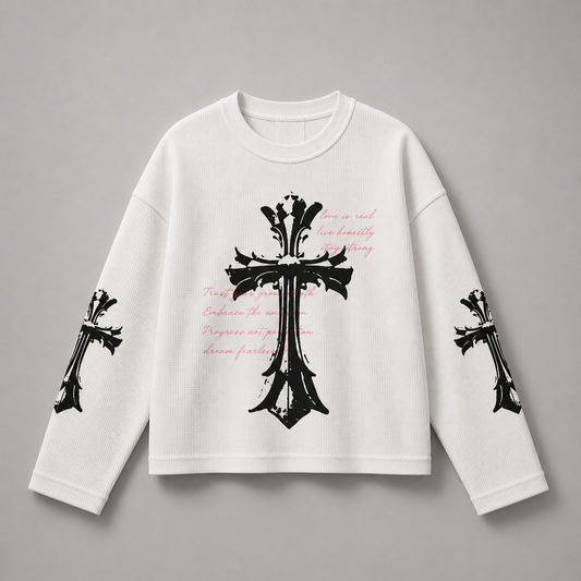 CROSS WHITE WAFFLEKNIT  TEE