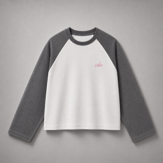 GREY RAGLAN WAFFLE KNIT