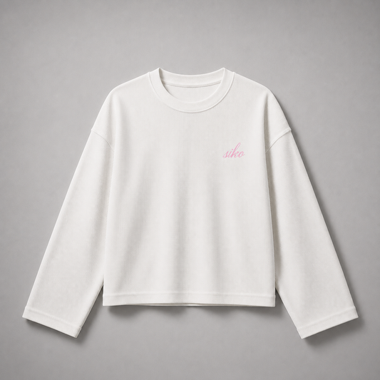 WHITE BASIC WAFFLE KNIT