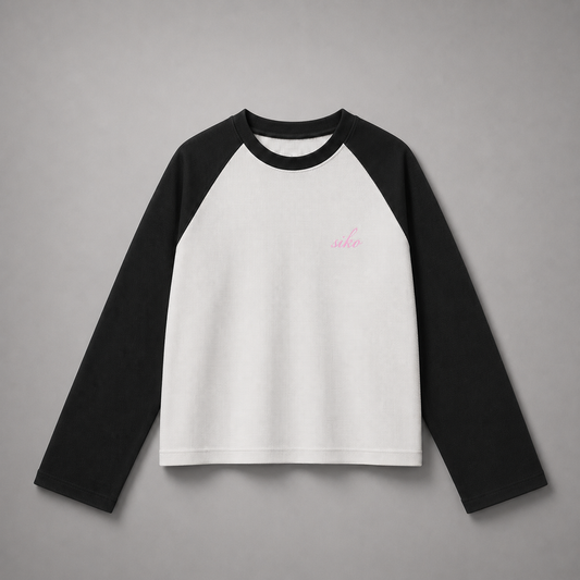 BLACK RAGLAN BASIC WAFFLEKNIT