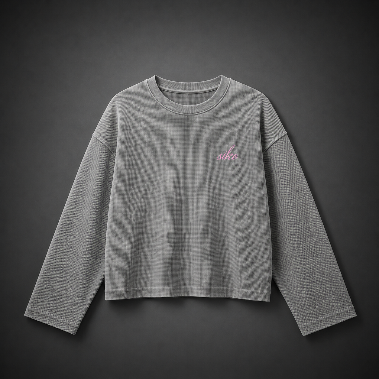 MAKE LOVE WASHED GREY WAFFLE KNIT