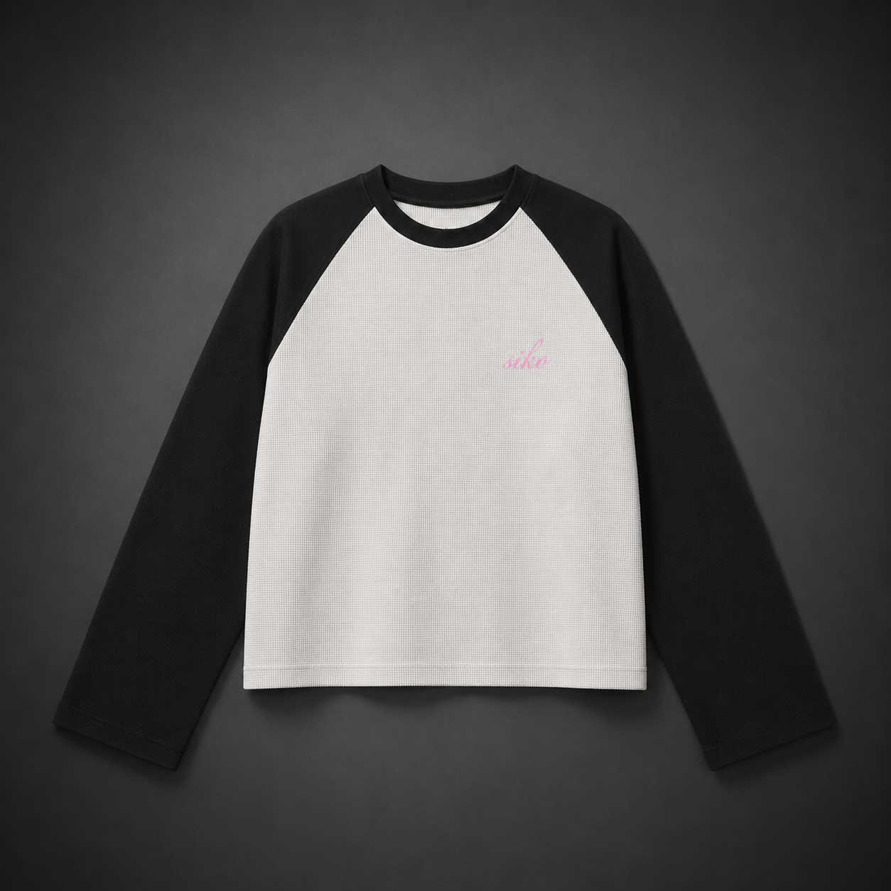 BLACK RAGLAN BASIC WAFFLEKNIT