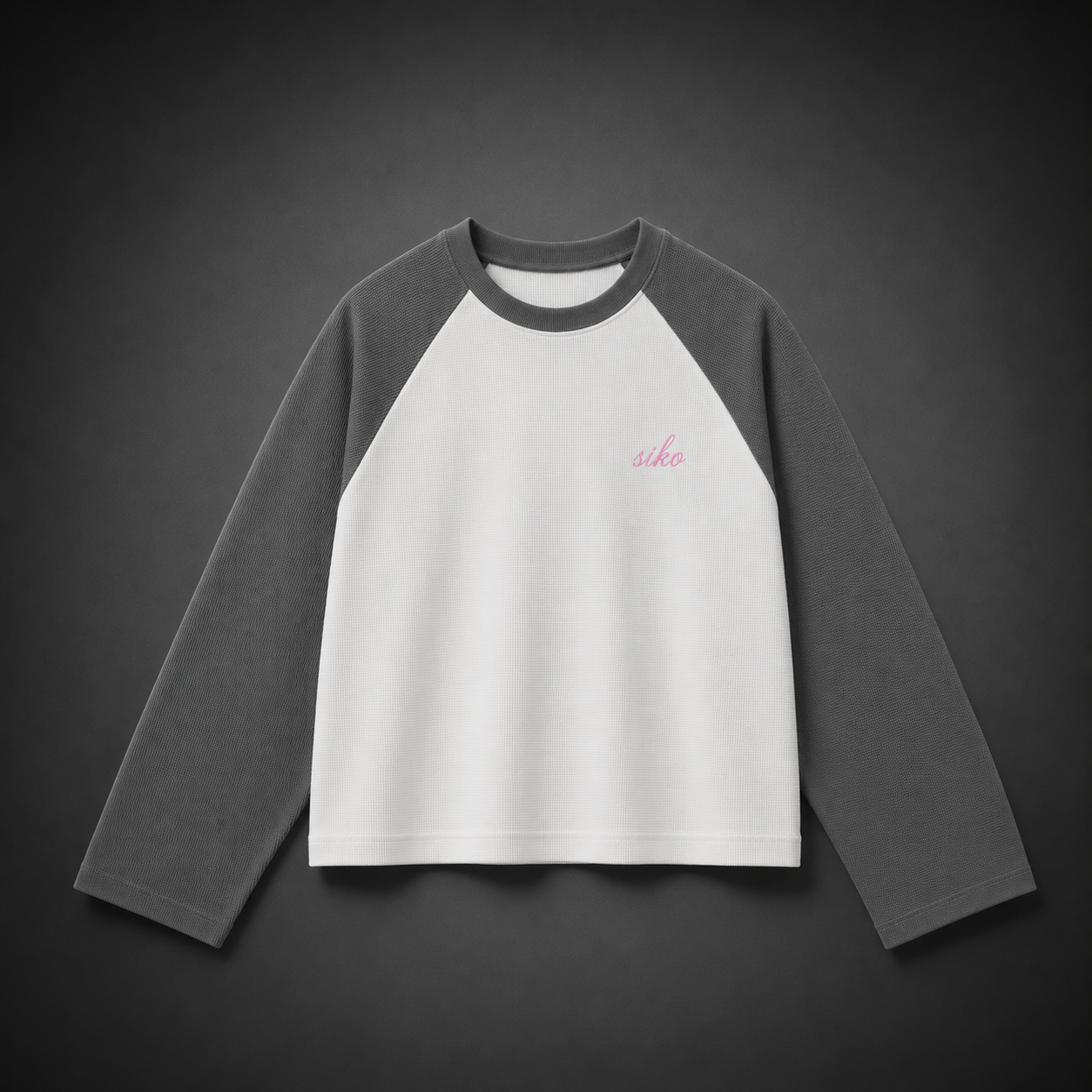 GREY RAGLAN WAFFLE KNIT