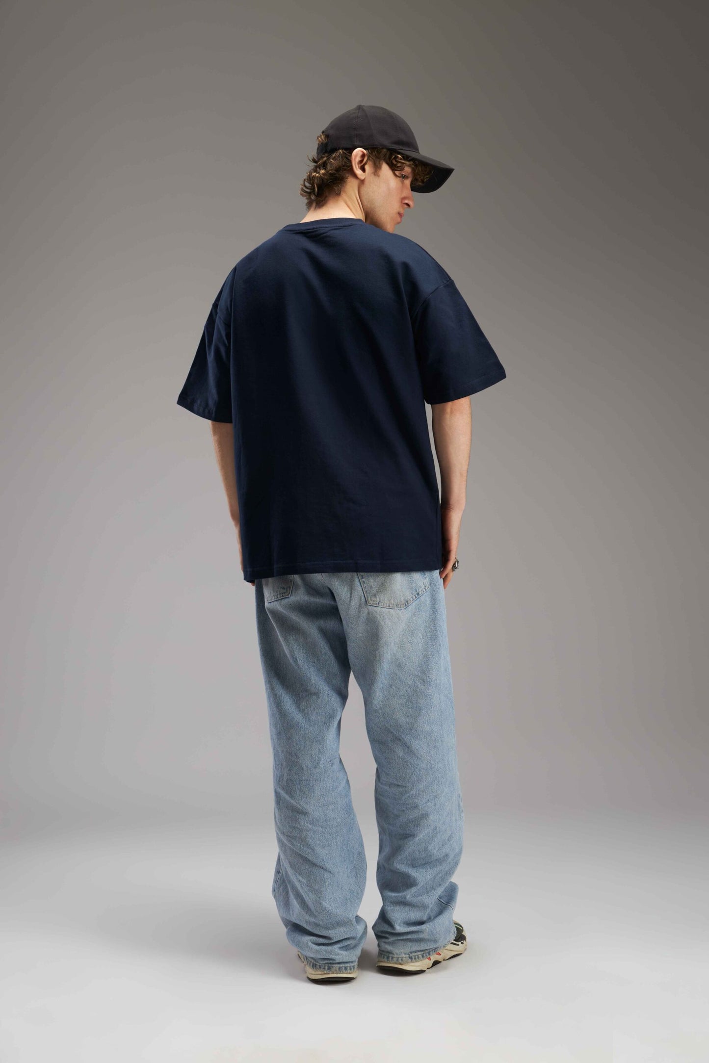 NAVY BLUE BASIC OVERSIZED TEE