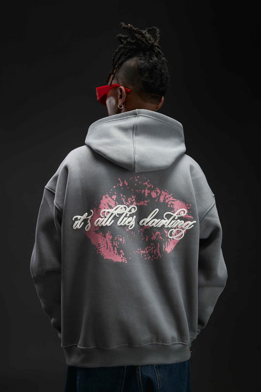 GREY KISS OVERSIZED HOODIE